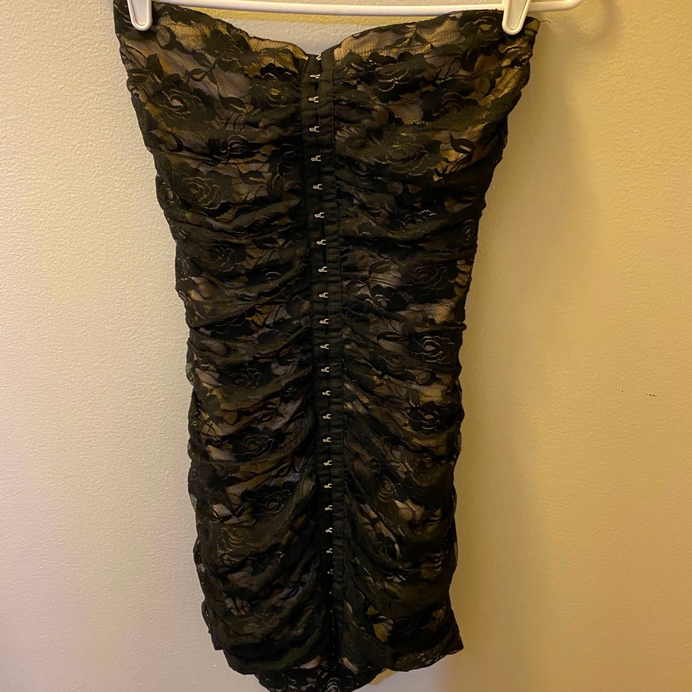 Symphony hook & eye lace up ruched dress